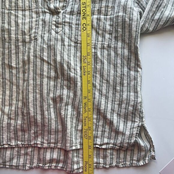 Madewell Dylan Gray Green and‎ White Striped Blouse, Size XXS - Picture 4 of 11